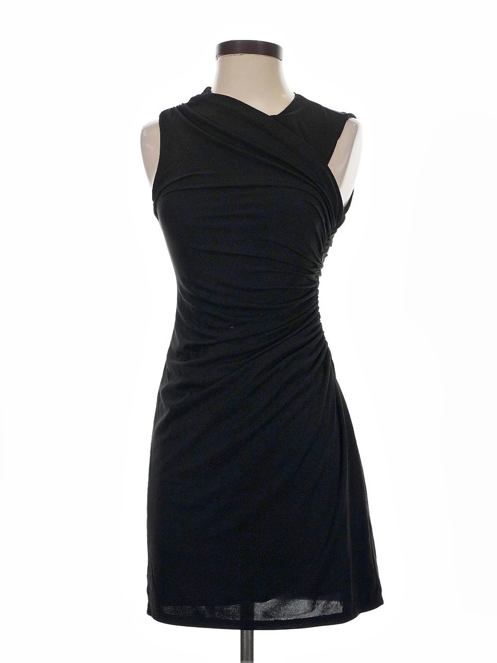Zara Ruched Black Mini Dress Medium